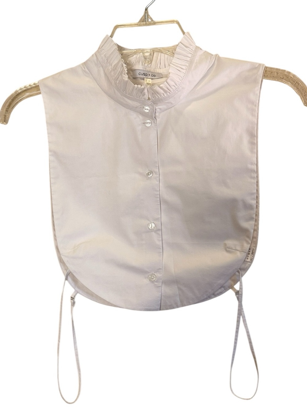 Cusp and Co. Women’s White Crisp Cotton Preppy Removable Ruffled Dickey sz M/L